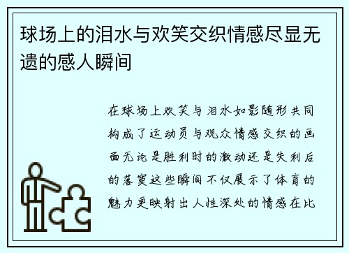 球场上的泪水与欢笑交织情感尽显无遗的感人瞬间